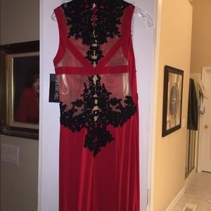Red and black prom dress